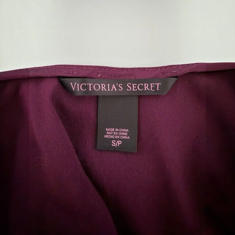 Victoria's Secret Burgundy Satin Lace Slip Dress Open Back Y2K Coquette Small